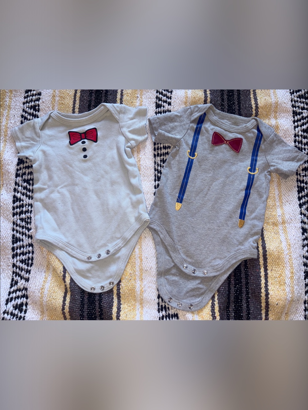 Baby Bow Tie Onesie Bundle - Gray